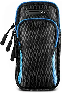 Sport Running Armband Cell Phone Holder Case Exercise Arm Band Bag Pouch for Samsung Galaxy S24 Ultra S23 S22 S21 S20 Plus A14 iPhone 12 13 14 15 Pro Max Moto G Stylus G Power G Play TCL 40 XL (Blue)