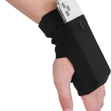 Sports Wrist Bag Portable Running Wallet Wristband Wrist Wallet for Women Men Wrist Pouch Phone Sleeve Forearm Wristband Phone Holder for Cards, Keys, Wrist Storage Band Pouch for Outdoors, Black, S
