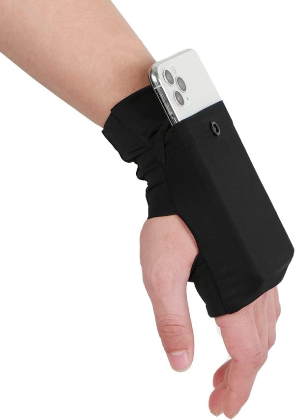 Sports Wrist Bag Portable Running Wallet Wristband Wrist Wallet for Women Men Wrist Pouch Phone Sleeve Forearm Wristband Phone Holder for Cards, Keys, Wrist Storage Band Pouch for Outdoors, Black, S