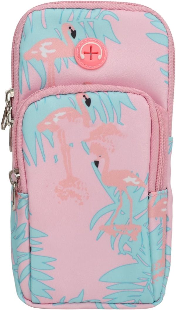 Sports Arm Bag Lightweight Portable Phone Holder Arm Pouch for Running Fitness Hiking Pink Nylon Material