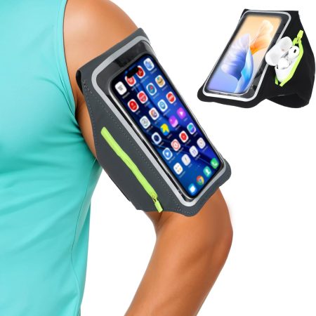 2pcs Running Armband with Earphone Bag, Water Resistant Sports Phone Holder Case & Zipper Slot Car Key Holder for Various Types of Mobile Phones,for Within 6.8 Inch Phones