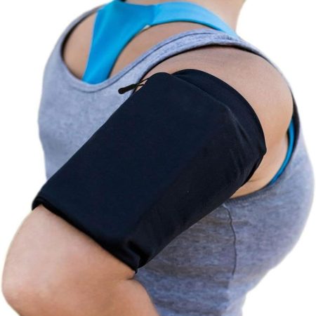 Phone Holder for Running Stretchable - Size L - Armband 12 to 15 inch Arm Circumference - Sports Armband Arm Phone Holder for Running, Cycling and Other Sports for All Phones - Black