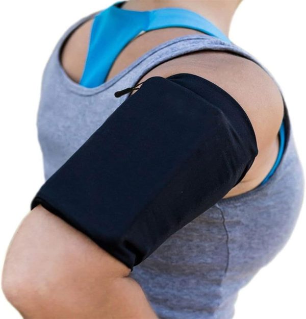 Phone Holder for Running Stretchable - Size L - Armband 12 to 15 inch Arm Circumference - Sports Armband Arm Phone Holder for Running, Cycling and Other Sports for All Phones - Black