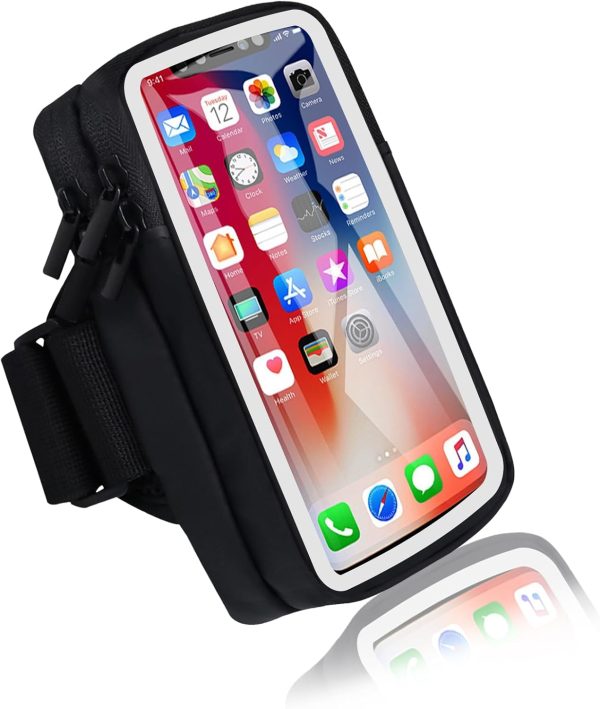 Phone Holder for Running Armband Cell Phone Holder iPhone 16 16e 15 14 13 12 11 Pro Max Xs Xr X Plus SE Mini Galaxy Ultra S25 Note, Sports Arm Bag Bands Fit Exercise Gym Workout Runner Hiking