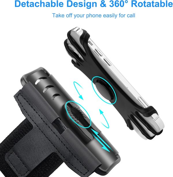 Cell Phone Running Armband - Detachable & 360° Rotatable Universal Cellphone Arm Band for iPhone 16 15 14 13 12 Pro Max Plus Samsung Galaxy Note S24 S23 for Workout Exercising Walking Jogging