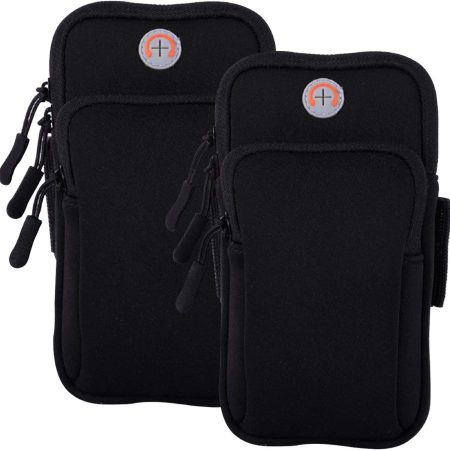 2Pack Phone Armband for Running,Cell Phone Holder Arm Band for iPhone 16 16e 15 14 13 12 11 Pro Max Xs Max Xr X 8 Plus SE/Galaxy S25 S24 S23 S21 Note 10,Waterproof iPhone Armband,Black Sleeve