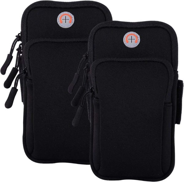 2Pack Phone Armband for Running,Cell Phone Holder Arm Band for iPhone 16 16e 15 14 13 12 11 Pro Max Xs Max Xr X 8 Plus SE/Galaxy S25 S24 S23 S21 Note 10,Waterproof iPhone Armband,Black Sleeve