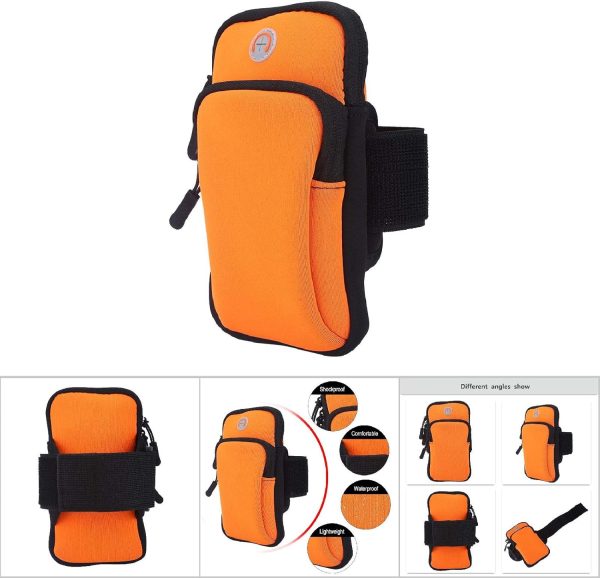 Cell Phone Armband, Sports Arm Bag Pouch,Cell Phone Armband Outdoor Sport Running Jogging Exercise Gym Arm Wrist Pouch Armband Phone Case Bag (Orange)