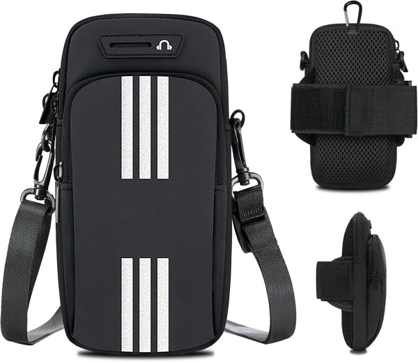 Phone Holder for Running Armband Cell Phone Purse Crossbody for Women Men Kids,iPhone 16 15 14 13 12 11 Pro Max Xs 16e Xr X 8 7 Plus SE Mini Pouch,Galaxy S25 S24 Ultra Edge Note Arm Bag Black