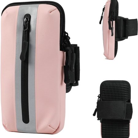 Running Phone Holder Armband, iPhone Arm Bands for Exercise, Running Arm Bands for Cell Phone, Phone Purse Cell Phone Holder for Walking (Pink)