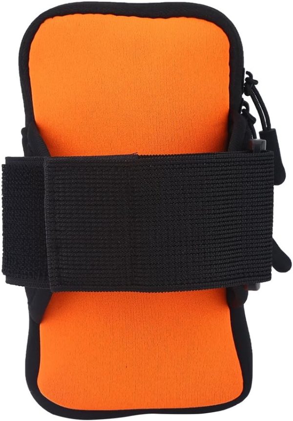 Arm Pouch, Running Armband Bag for Phone & Keys Zipper Multi-Layer Wallet Pocket for Outdoor Jogging Sports Gym(Orange)