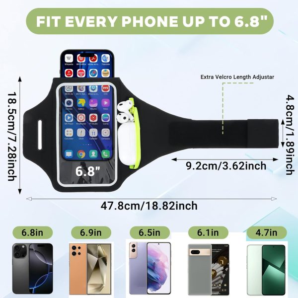 2pcs Running Armband with Earphone Bag, Water Resistant Sports Phone Holder Case & Zipper Slot Car Key Holder for Various Types of Mobile Phones,for Within 6.8 Inch Phones