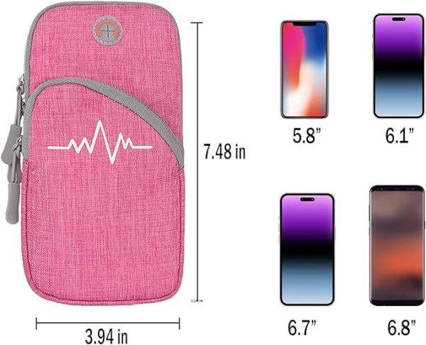 Phone Arm Bag Sweatproof Sport Phone Armband Armband Running Armbag with Adjustable Arm Strap for Fitness Running (Pink)
