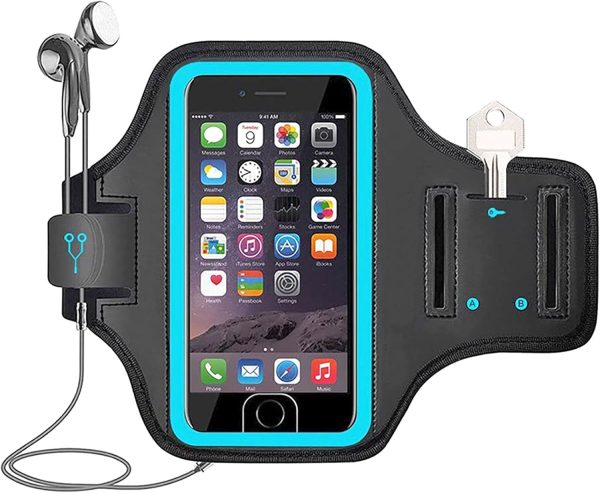 Waterproof Cell Phone Armband, 6.8 Inch x 3.2 Inch Enlarge Phone Bag Phone for Running, Footing, Sports and Mountaineering (Blue)