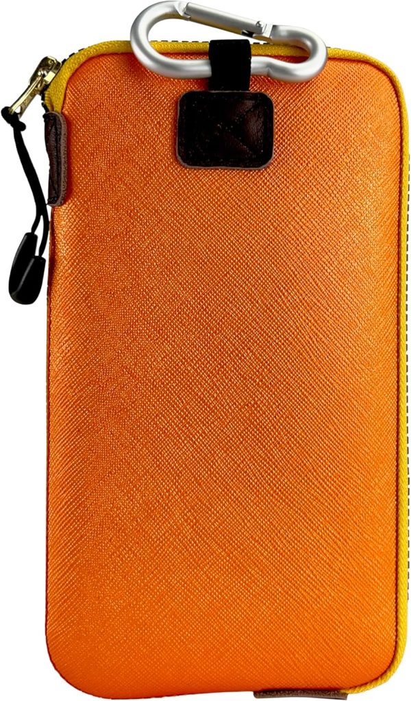 Neoprene Phone Pouch, Lightweight Protective Cellphone Sleeve with Large Zipper Opening, Inner Pocket, Thermal Insulated, Durable Cell Phone Carrier for iPhone & Smartphones [ Orange ]